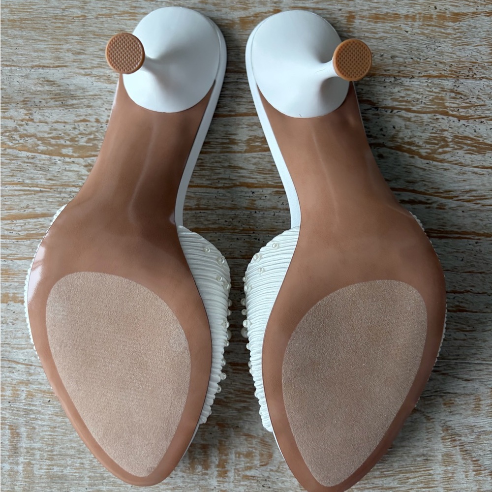 Steve Madden Cream Pearl-Embellished Slide Mules - Picture 5 of 5